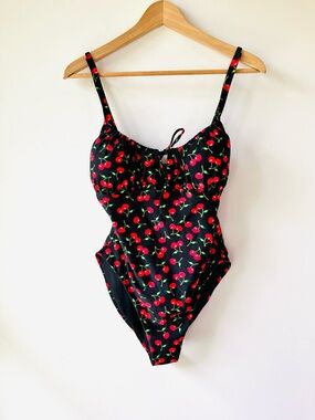 Berlook Women’s Cherry-Print One-Piece Swimsuit - M
